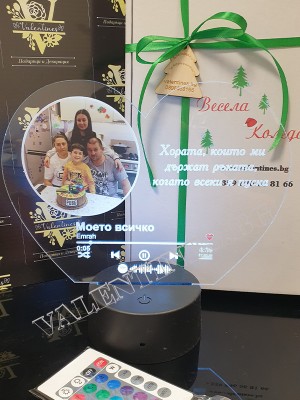 Музикална корица "Spotify" СЪРЦЕ с LED поставка - СЕМЕЙСТВО