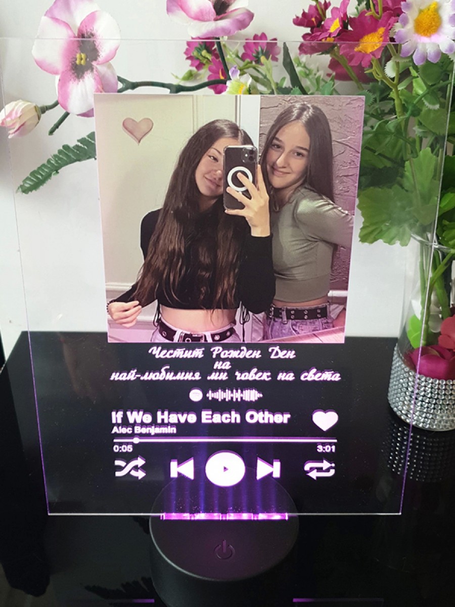 Музикална корица "Spotify" с LED поставка и пожелание
