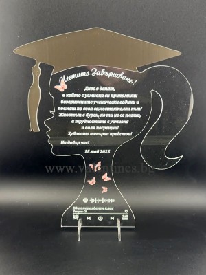 ПРОМО Плакет "ЛИК" за завършване от акрилно стъкло със Spotify код към песен