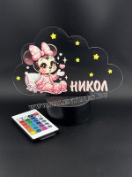 LED ЛАМПА ОБЛАК -  МИНИ МАУС С ПЕРСОНАЛИЗИРАНА ИМЕ НА ДЕТЕТО