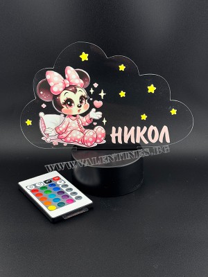 LED ЛАМПА ОБЛАК -  МИНИ МАУС С ПЕРСОНАЛИЗИРАНА ИМЕ НА ДЕТЕТО