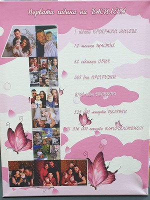 Снимка върху канава 1 година прекрасни мигове Снимка върху канава 1 година прекрасни мигове