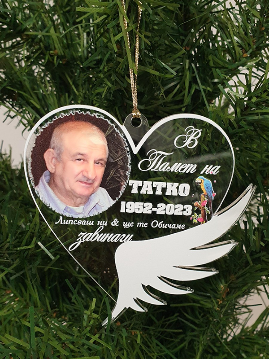 Персонализирана коледна играчка "В памет на ..."  със снимки