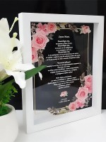 Стъклен ПЛАКЕТ ЗА МАМА - ЧЕСТИТ ЮБИЛЕЙ С РОЗОВИ РОЗИ