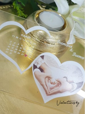 Сватбена покана СЪРЦА от акрилно стъкло