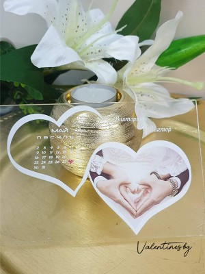 Сватбена покана СЪРЦА от акрилно стъкло