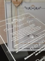 СТЪКЛЕНА ПОКАНА ЗА КУМОВЕ С ОРНАМЕНТИ ЛУКС