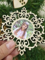 Персонализирана Коледна снежинка със снимка - магнит