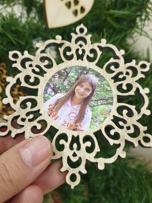 Персонализирана Коледна снежинка със снимка - магнит
