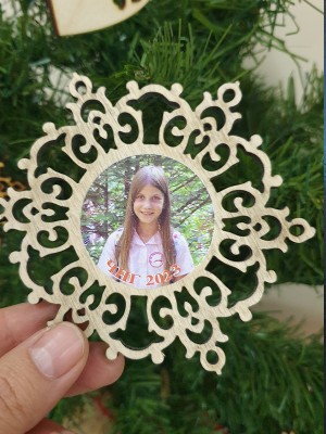 Персонализирана Коледна снежинка със снимка - магнит