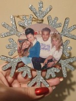 Персонализирана Коледна снежинка за елха със снимка брокат