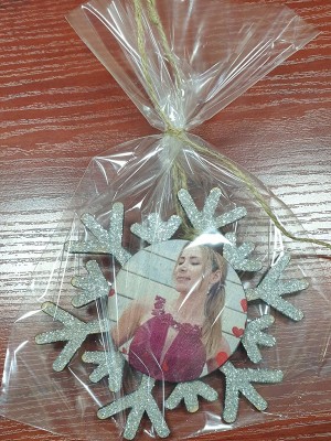 Персонализирана Коледна снежинка за елха със снимка брокат