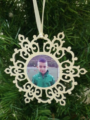 Персонализирана Коледна снежинка за елха със снимка Персонализирана Коледна снежинка за елха със снимка