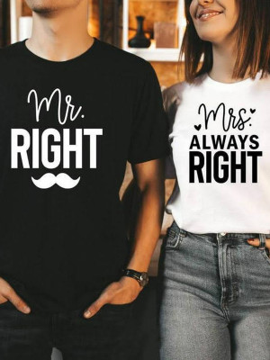 Тениски за двойки комплект "MR-MRS RIGHT" Тениски за двойки комплект "MR-MRS RIGHT"